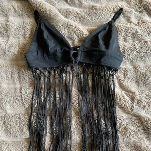 Black fringe top